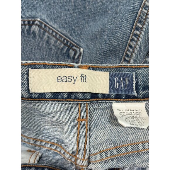 Gap Blue Jeans Easy Fit 36x30 Mens 100% Cotton Denim Made In Mexico - Picture 10 of 13